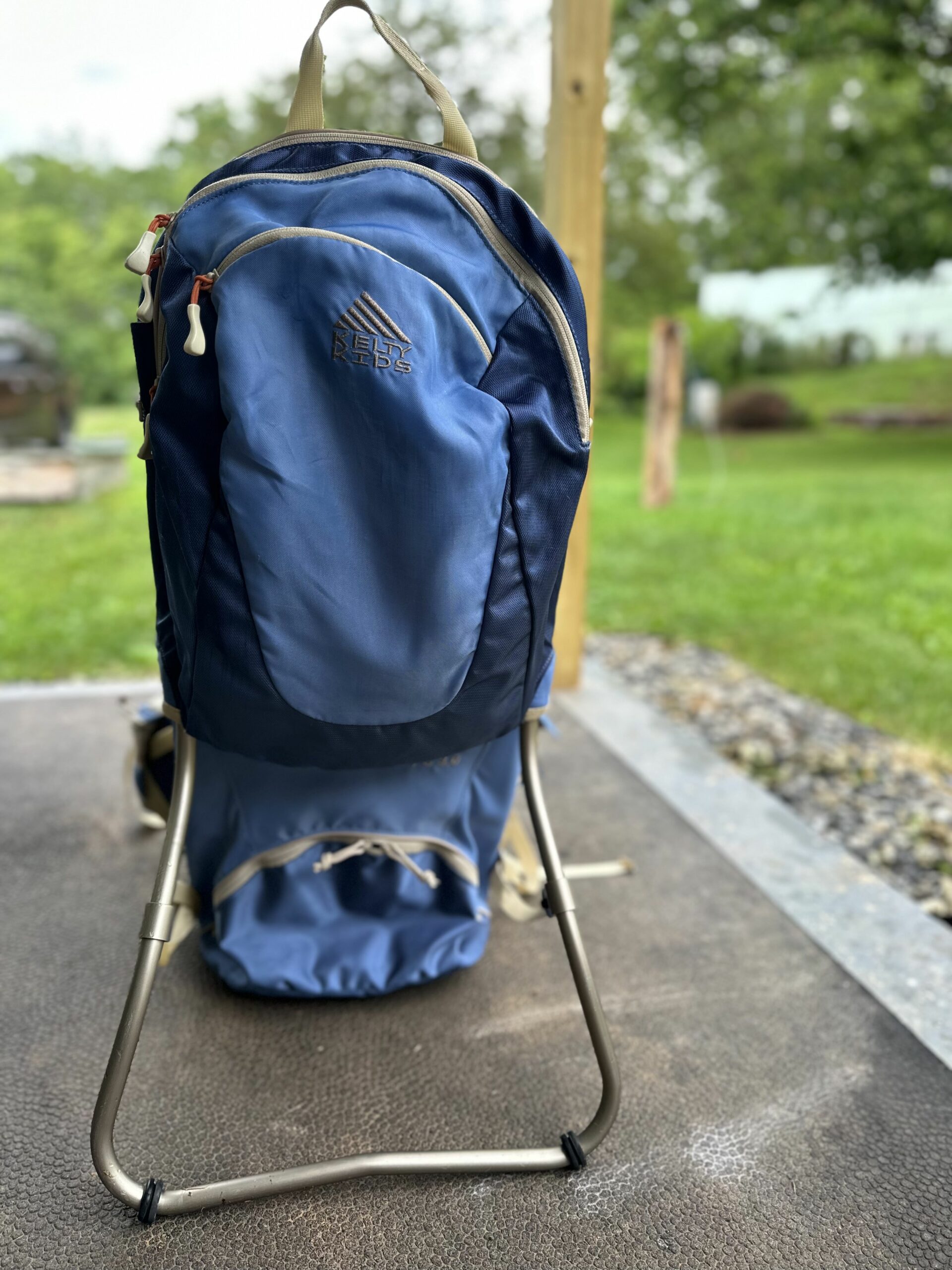 Front facing view of the Kelty FC 3.0 Carrier in Blue and Tan