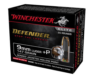 Winchester Defender 9mm 147 Grain Jacketed Hollow Point Ammo 20 Rounds/200 Rounds