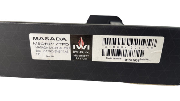 IWI Masada 9mm 4.5" Threaded 17rd FDE / Black Supp Sights - OG Box 2 Mags - Image 7